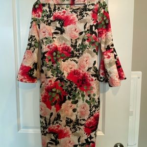 Calvin Klein Womens Flowered Print Slim Fit Dress